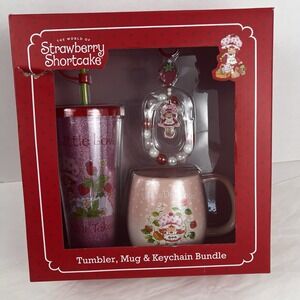 STRAWBERRY SHORTCAKE Tumbler, Mug & Keychain Bundle Gift Set - Full Size
